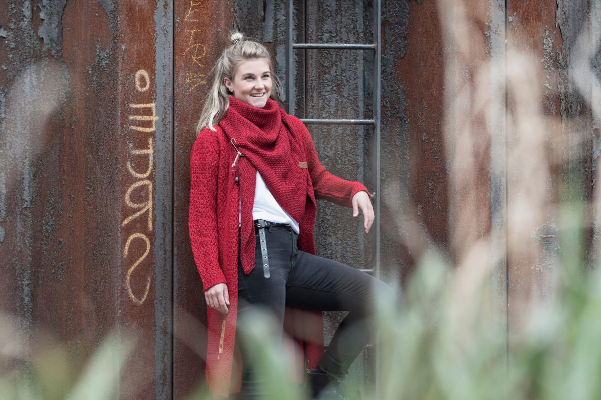 Umber & Ochre Red Cardigan factory