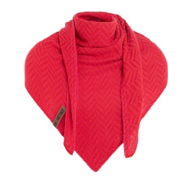 Handknit triangle shawl, fiery red wrap for women, classic winter order shawl